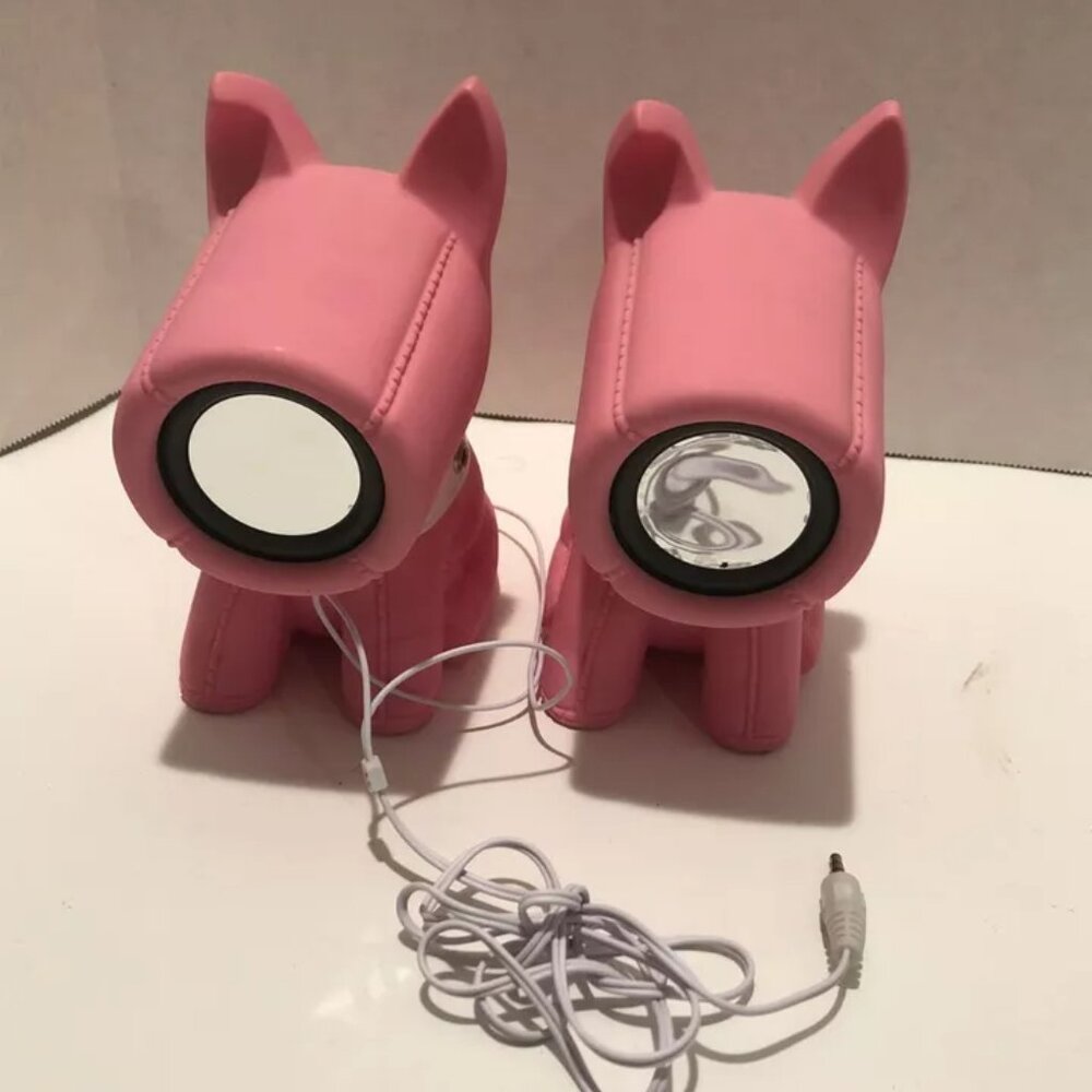 FAB Starpoint Piggy Speakers AUX Audio Hookup 2 Speakers Pink Used